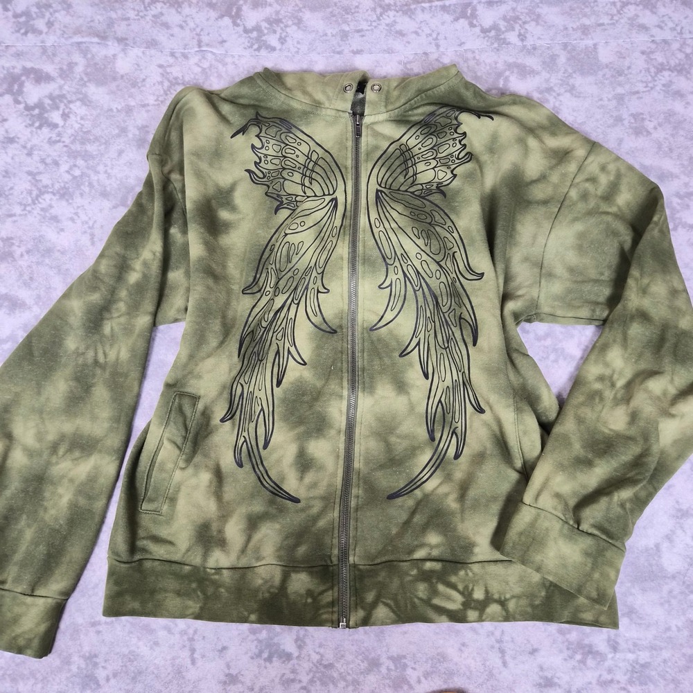 Thorn & Fable Butterfly Hoodie Womens XL Y2K Fairy Grunge Goblincore Streetwear